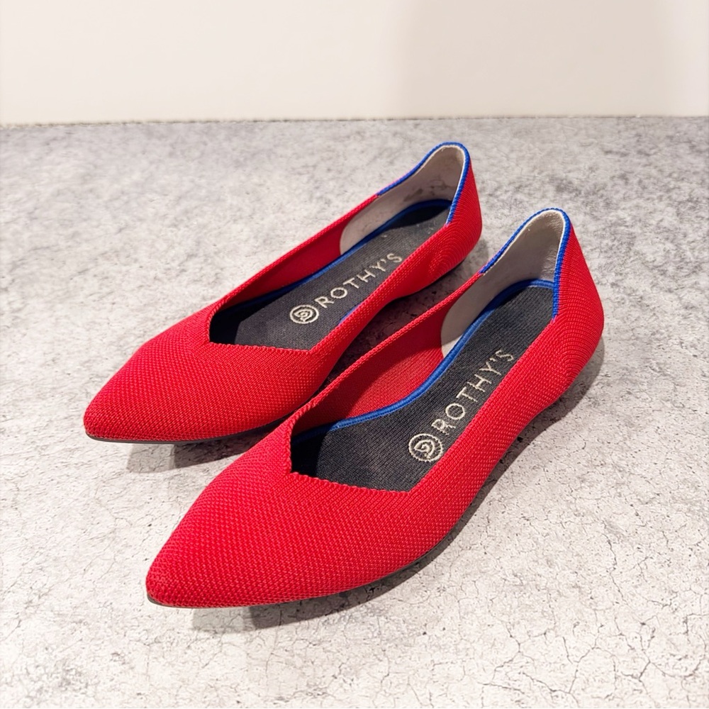 ROTHYS Pointed Red Flats Pointed Size 7.5